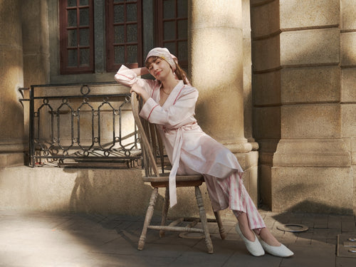 Lavender Purple Butterfly Floral Language Short-Sleeve Set