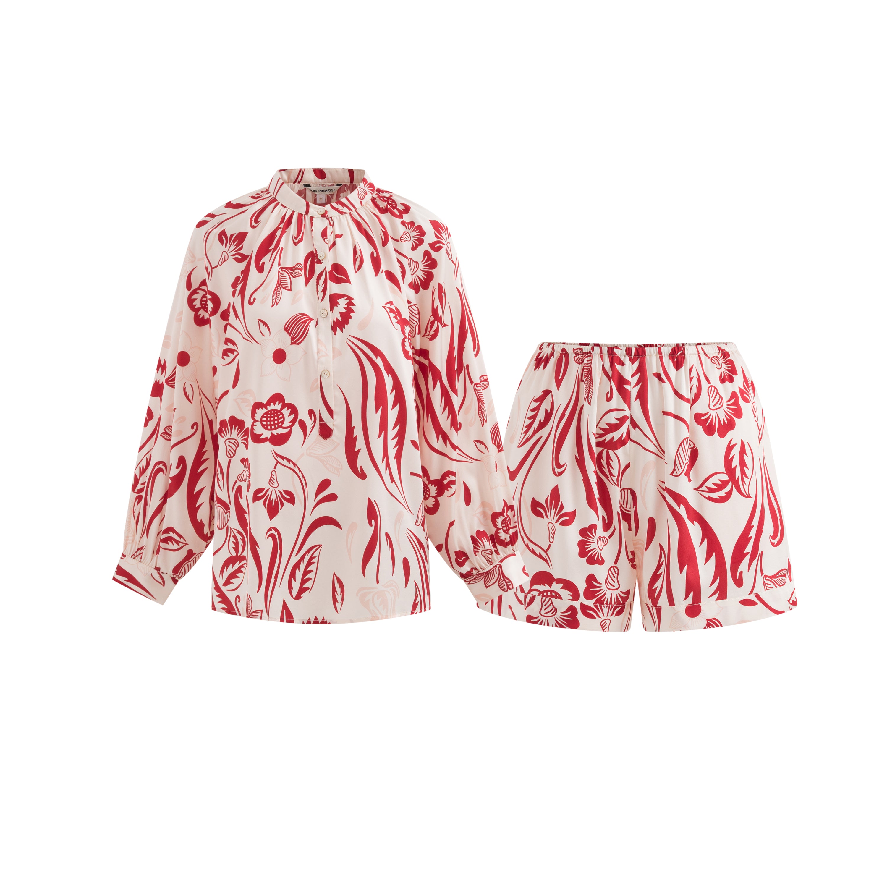 Spring Bloom Collection Long-Sleeve Pajama Set with Shorts