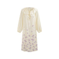 Lavender Purple Butterfly Floral Language Silk Nightgown