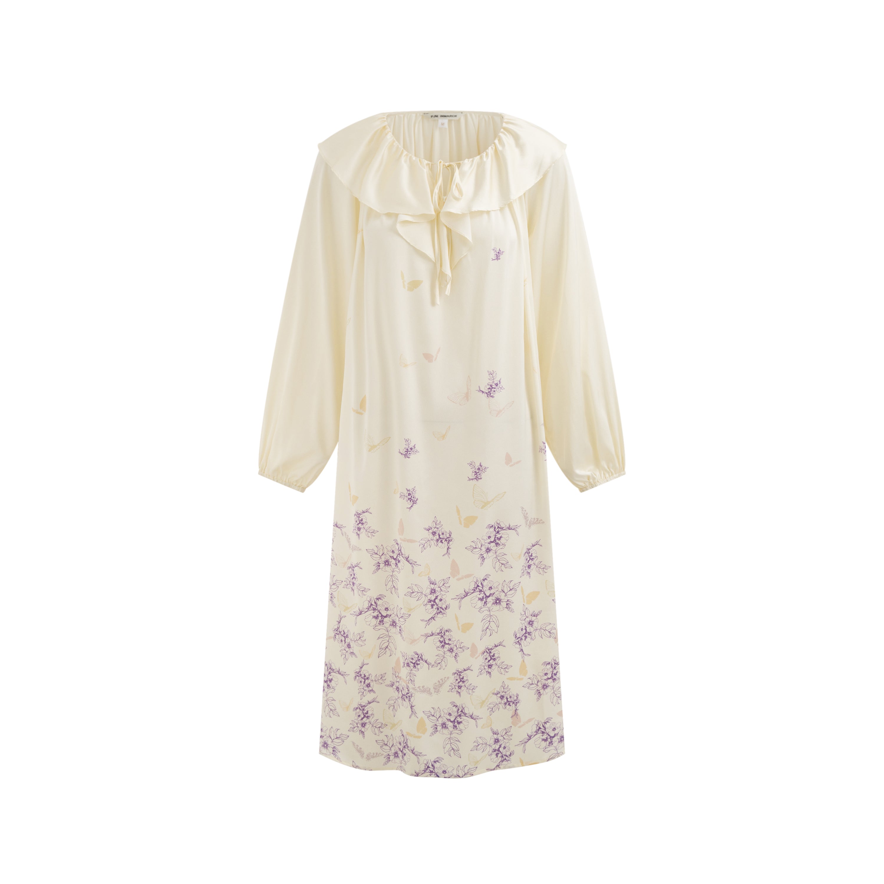 Lavender Purple Butterfly Floral Language Silk Nightgown