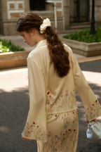 Amber Yellow Butterfly Language Short-Sleeve Set