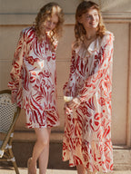 Spring Bloom Collection Long-Sleeve Pajama Set with Shorts