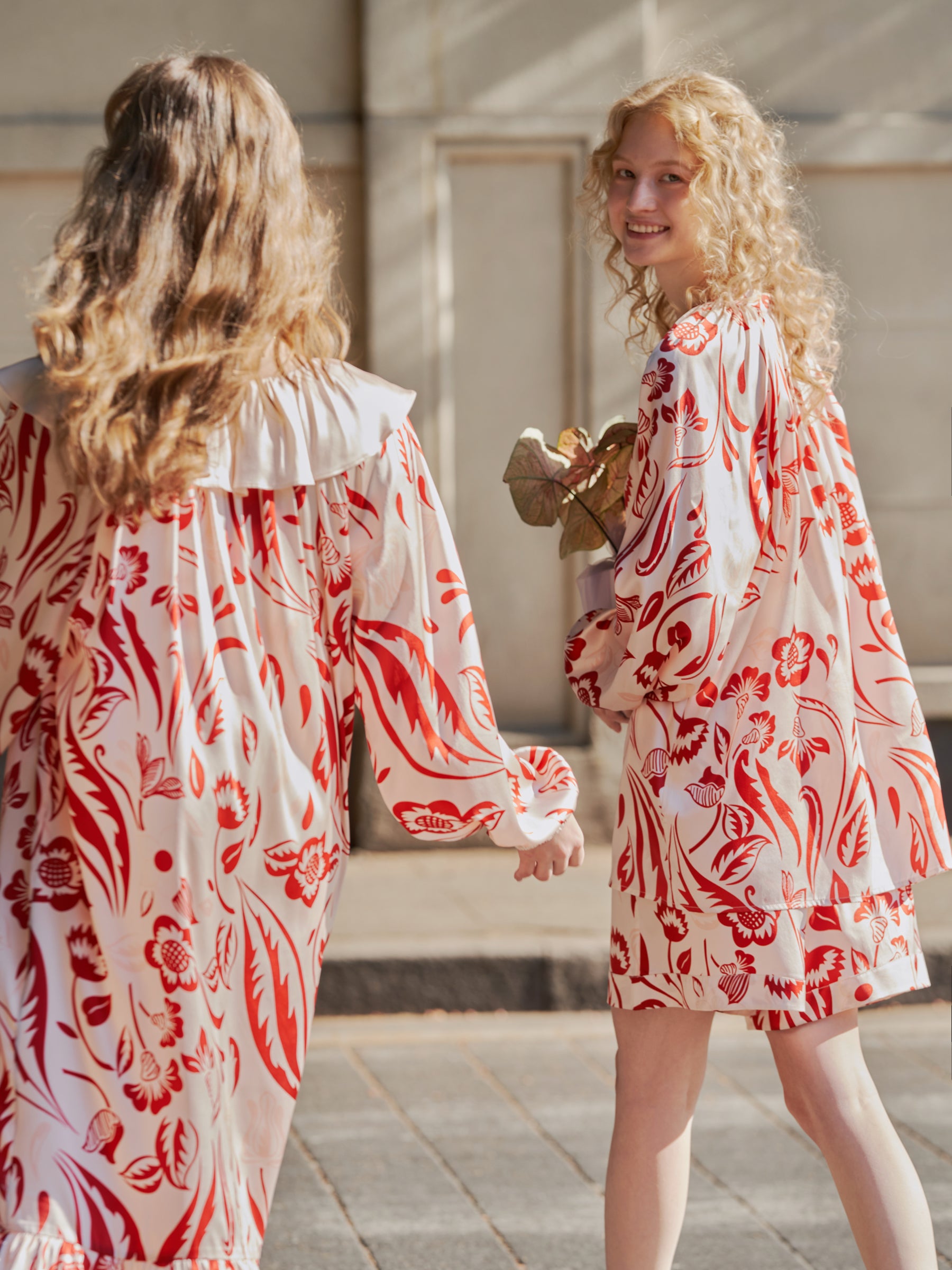 Spring Bloom Collection Long-Sleeve Pajama Set with Shorts