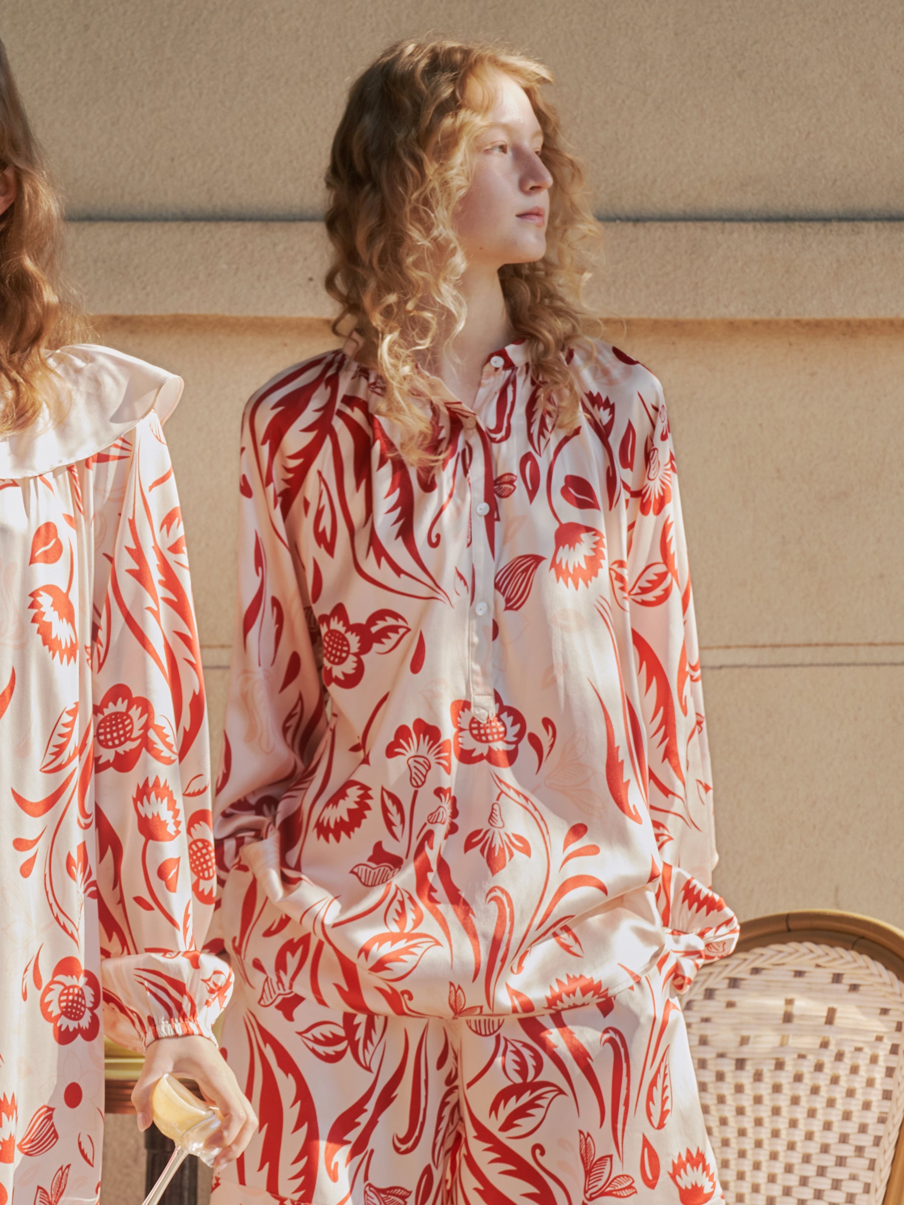 Spring Bloom Collection Long-Sleeve Pajama Set with Shorts