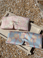 Large Silk Sleep Mask with Inner Pocket for Heat Patches- Pink Iris