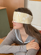 Large Silk Sleep Mask with Inner Pocket for Heat Patches- Yellow Iris