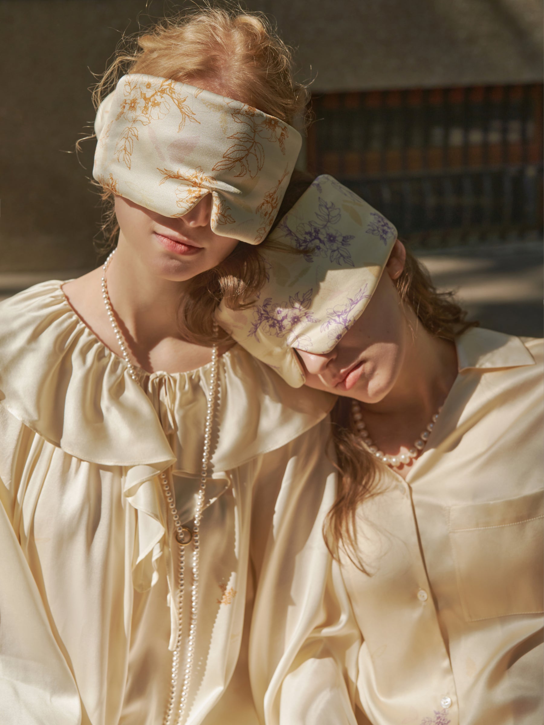 Large Silk Sleep Mask with Inner Pocket for Heat Patches-Amber Butterfly