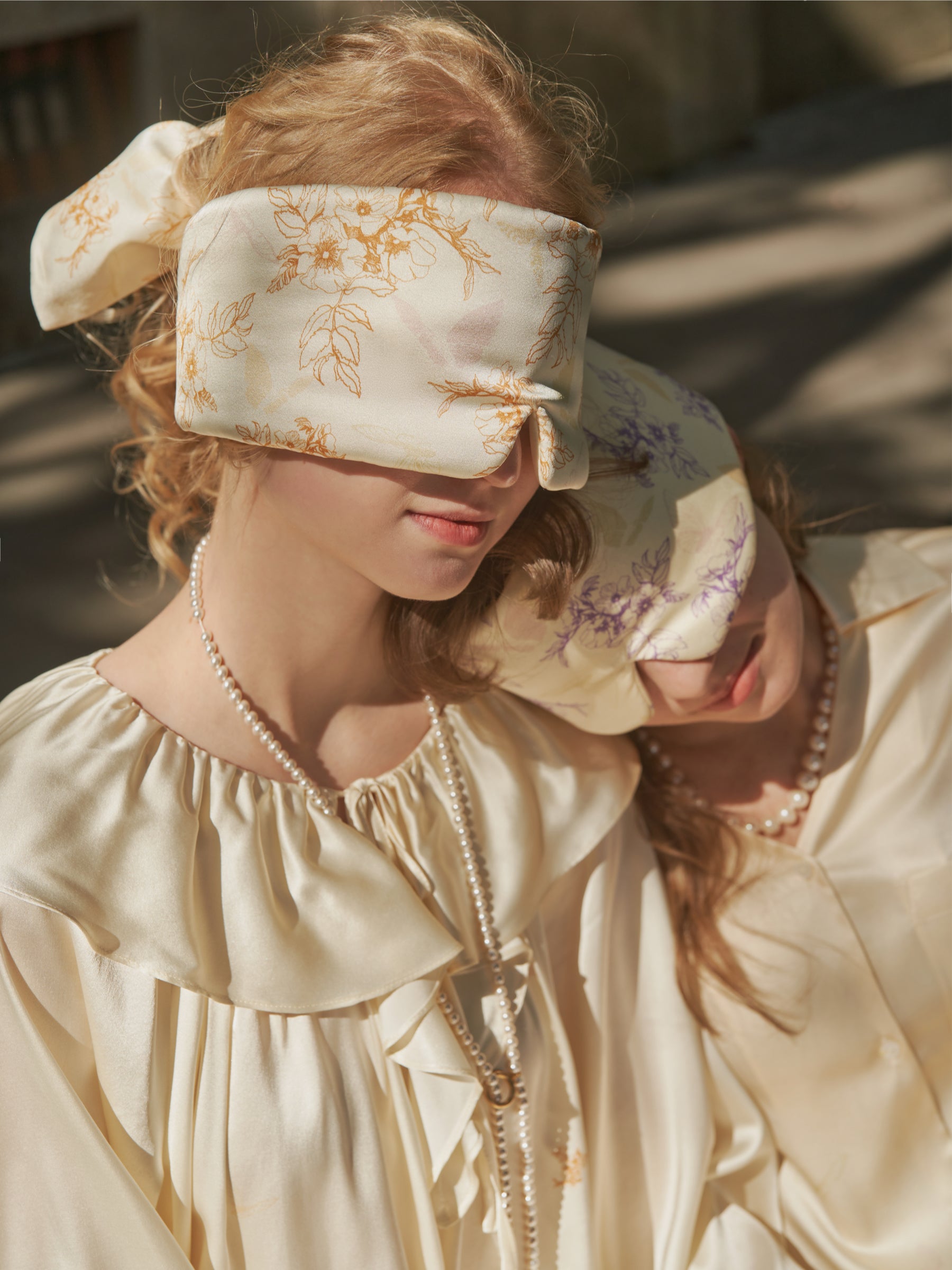 Large Silk Sleep Mask with Inner Pocket for Heat Patches-Amber Butterfly