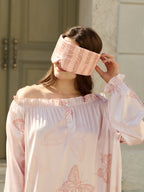 Large Silk Sleep Mask with Inner Pocket for Heat Patches- Pink Rose