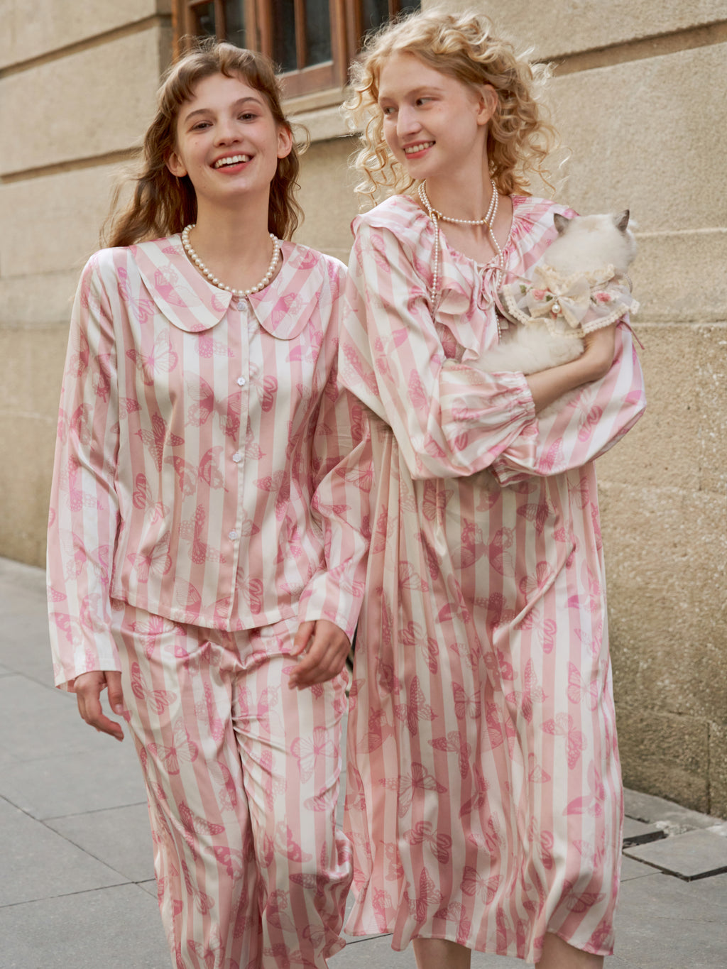 Butterfly & Blossom Collection Pink Butterfly Stripe Nightgown