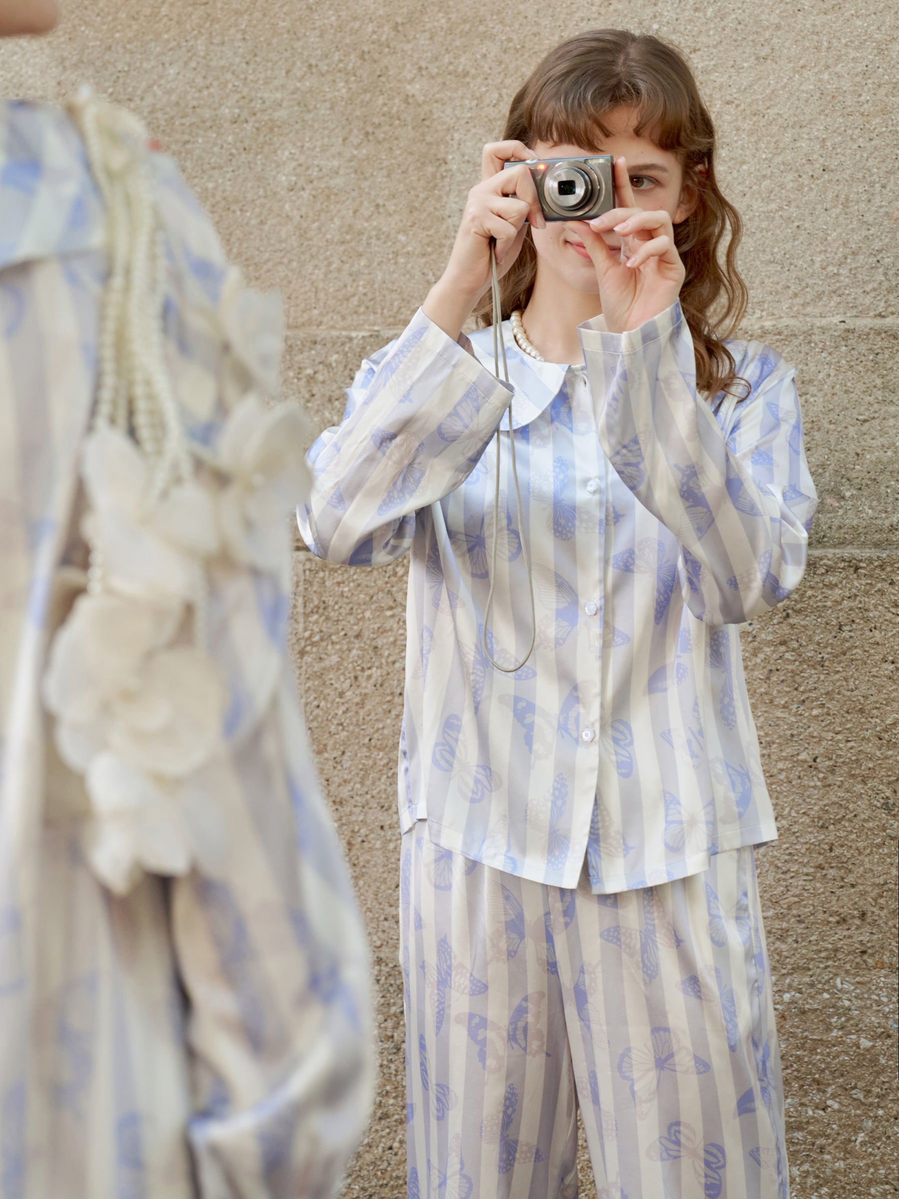 Butterfly & Blossom Collection Purple Butterfly Stripe Peter Pan Collar Set