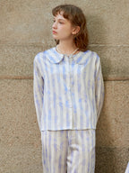 Butterfly & Blossom Collection Purple Butterfly Stripe Peter Pan Collar Set