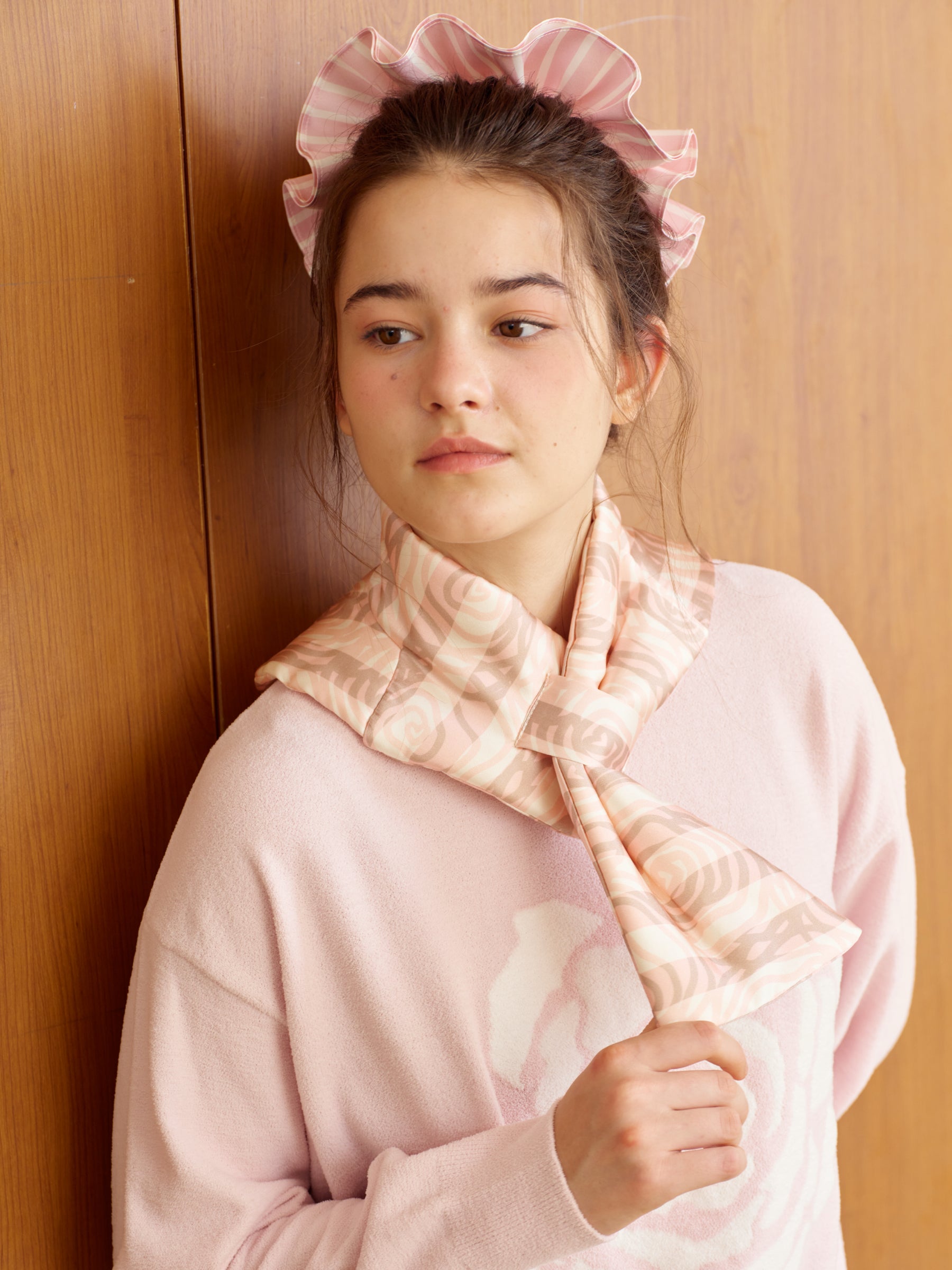 Slik Scarf  With Back Pocket for Heat Patches-Pink rose