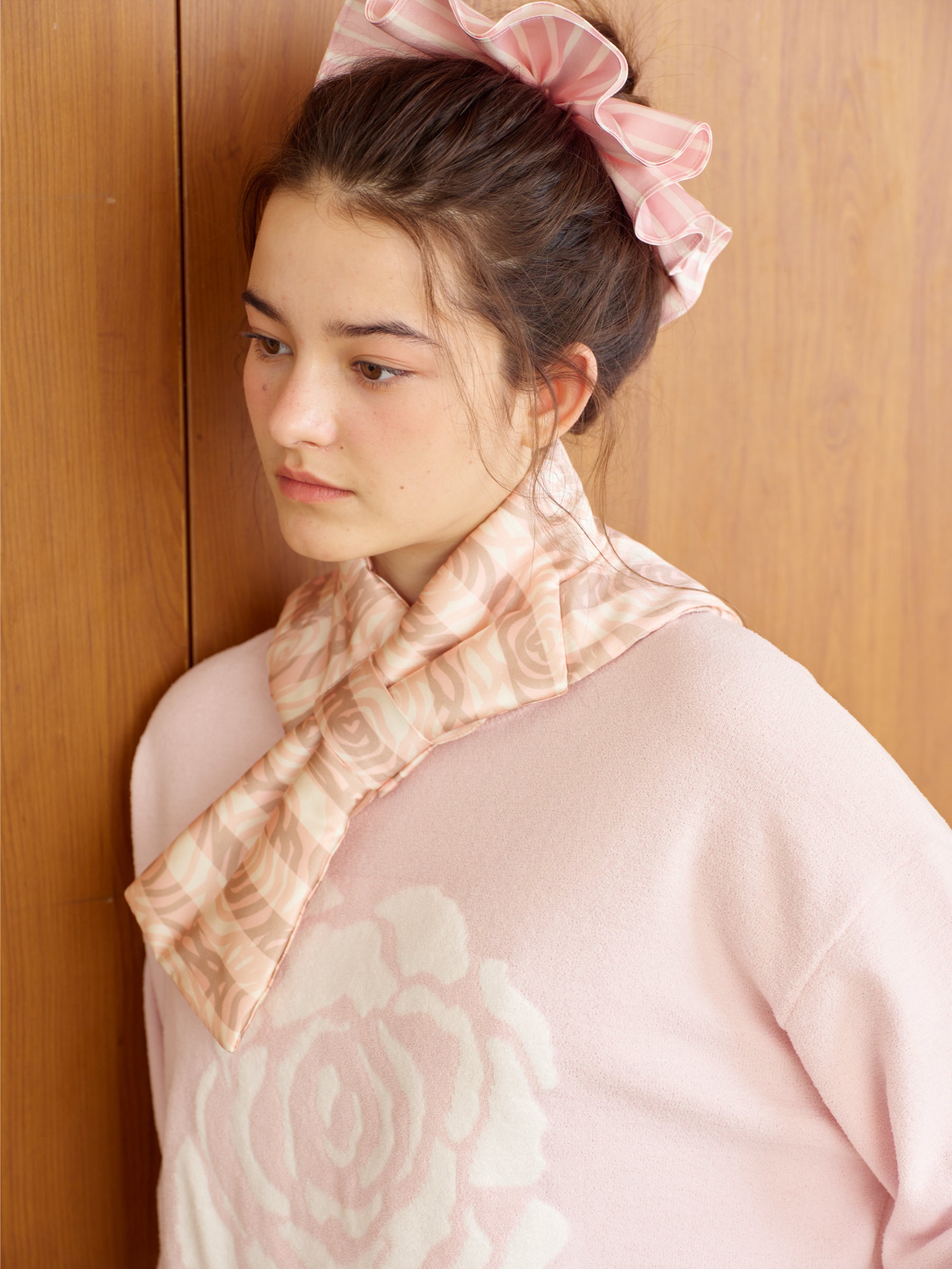 Slik Scarf  With Back Pocket for Heat Patches-Pink rose