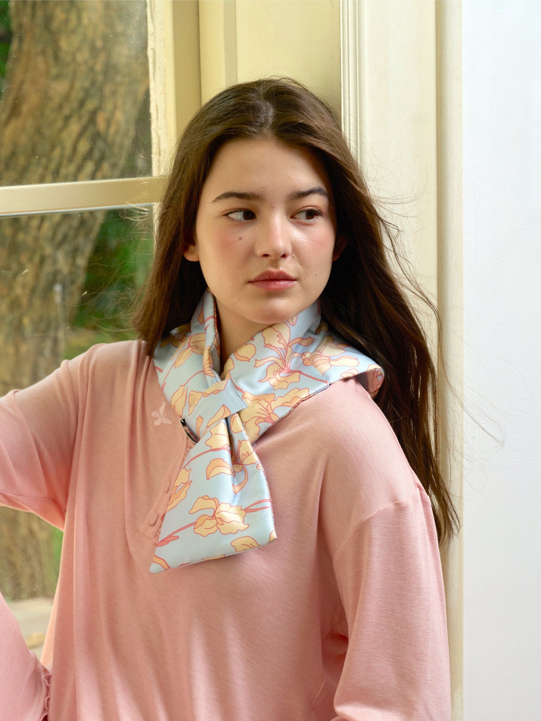 Slik Scarf  With Back Pocket for Heat Patches-Periwinkle Blue Iris