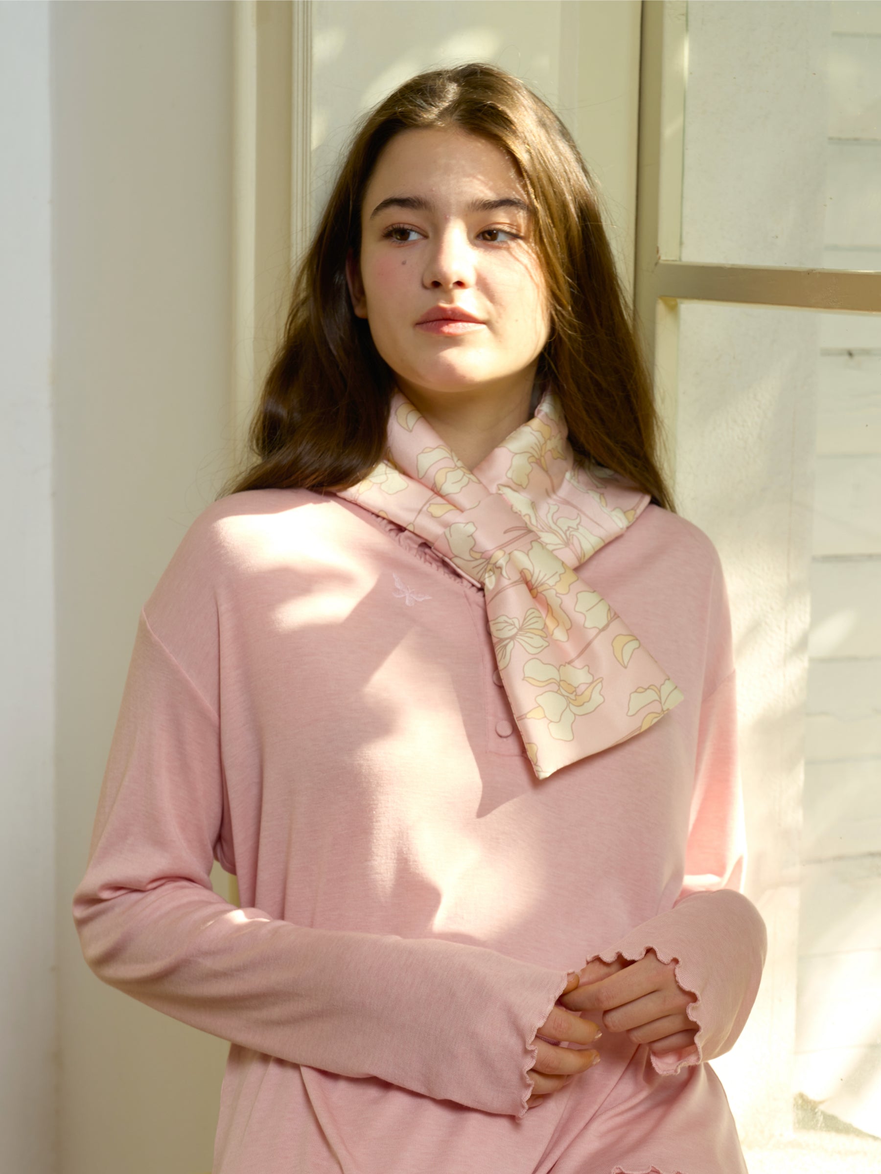 Slik Scarf  With Back Pocket for Heat Patches- Pink Iris