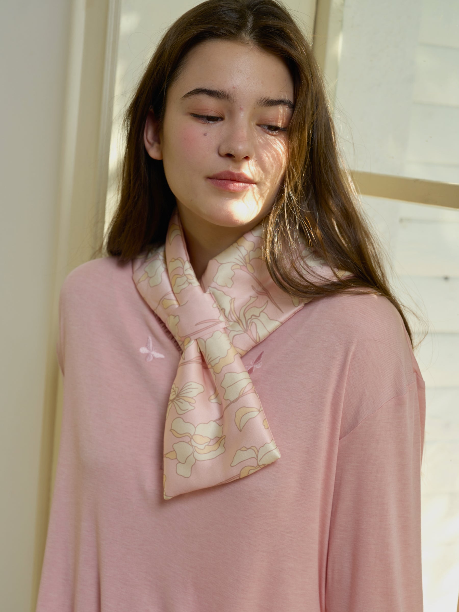 Slik Scarf  With Back Pocket for Heat Patches- Pink Iris