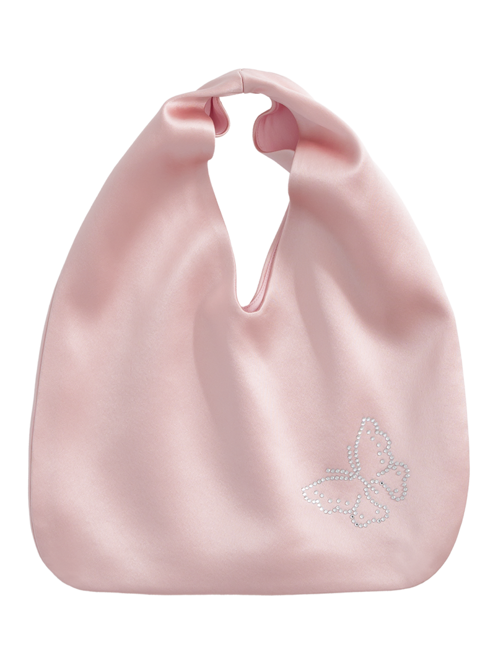 Butterfly & Blossom Collection Rhinestone Butterfly Satin Tote Bag-Pink