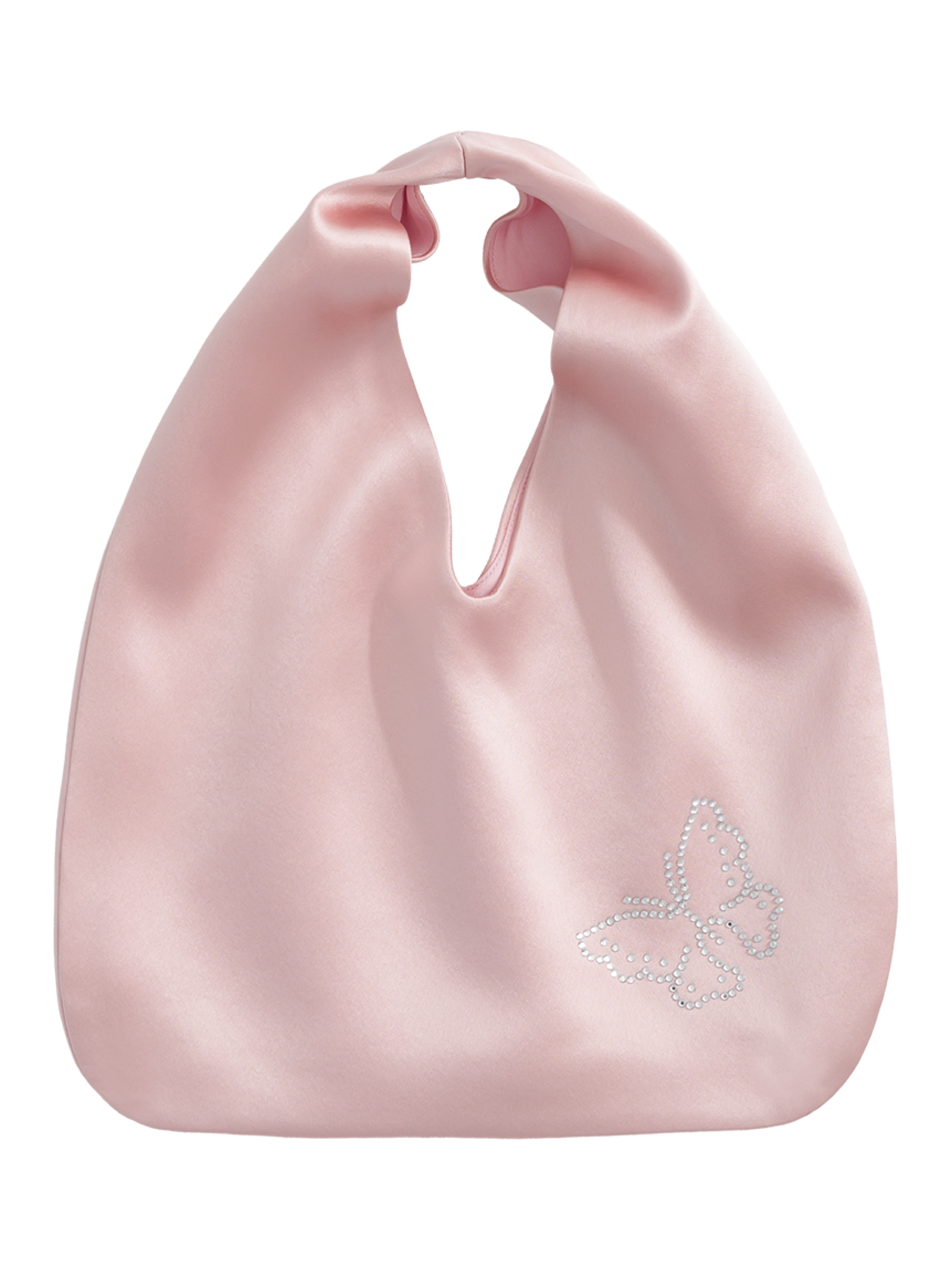 Butterfly & Blossom Collection Rhinestone Butterfly Satin Tote Bag-Pink