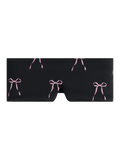 Large Silk Sleep Mask with Inner Pocket for Heat Patches-Black Pink Bow