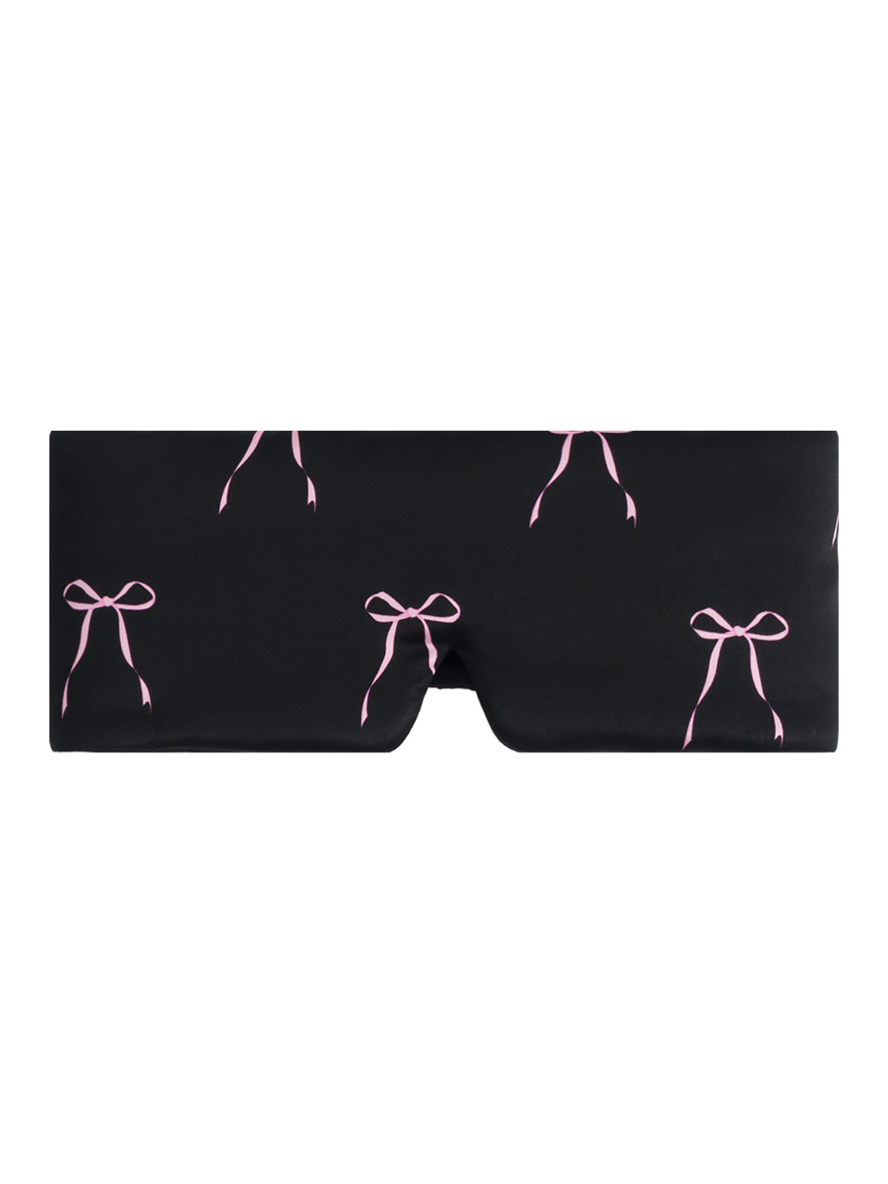 Large Silk Sleep Mask with Inner Pocket for Heat Patches-Black Pink Bow