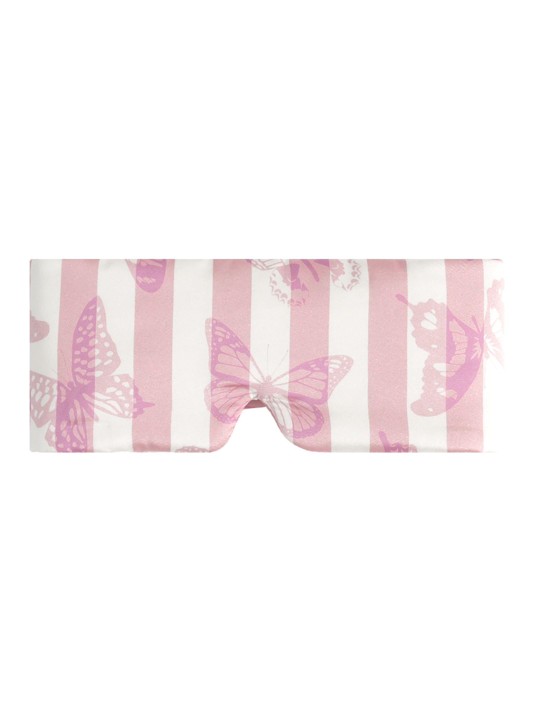 Large Silk Sleep Mask with Inner Pocket for Heat Patches-Pink Butterfly Stripe