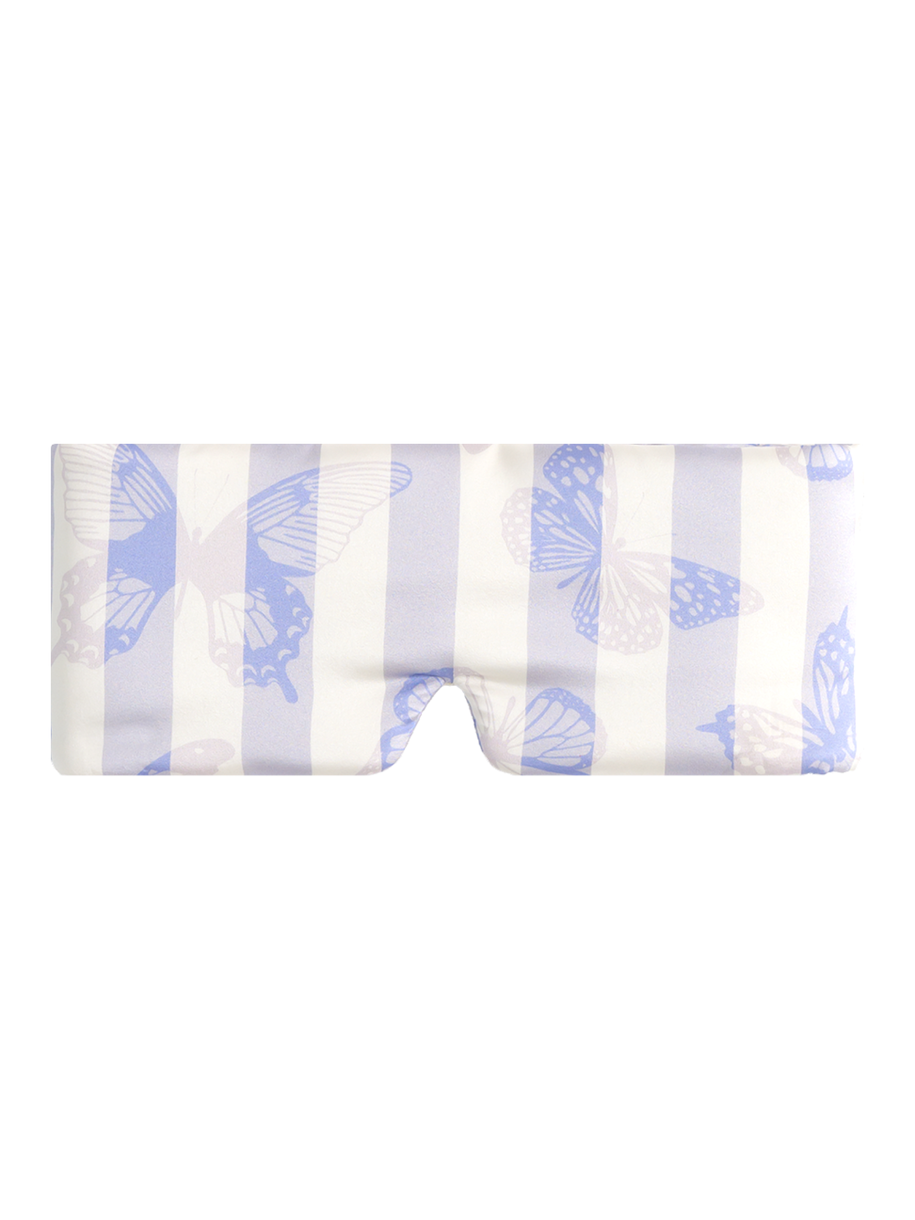Large Silk Sleep Mask with Inner Pocket for Heat Patches-Purple Butterfly Stripe