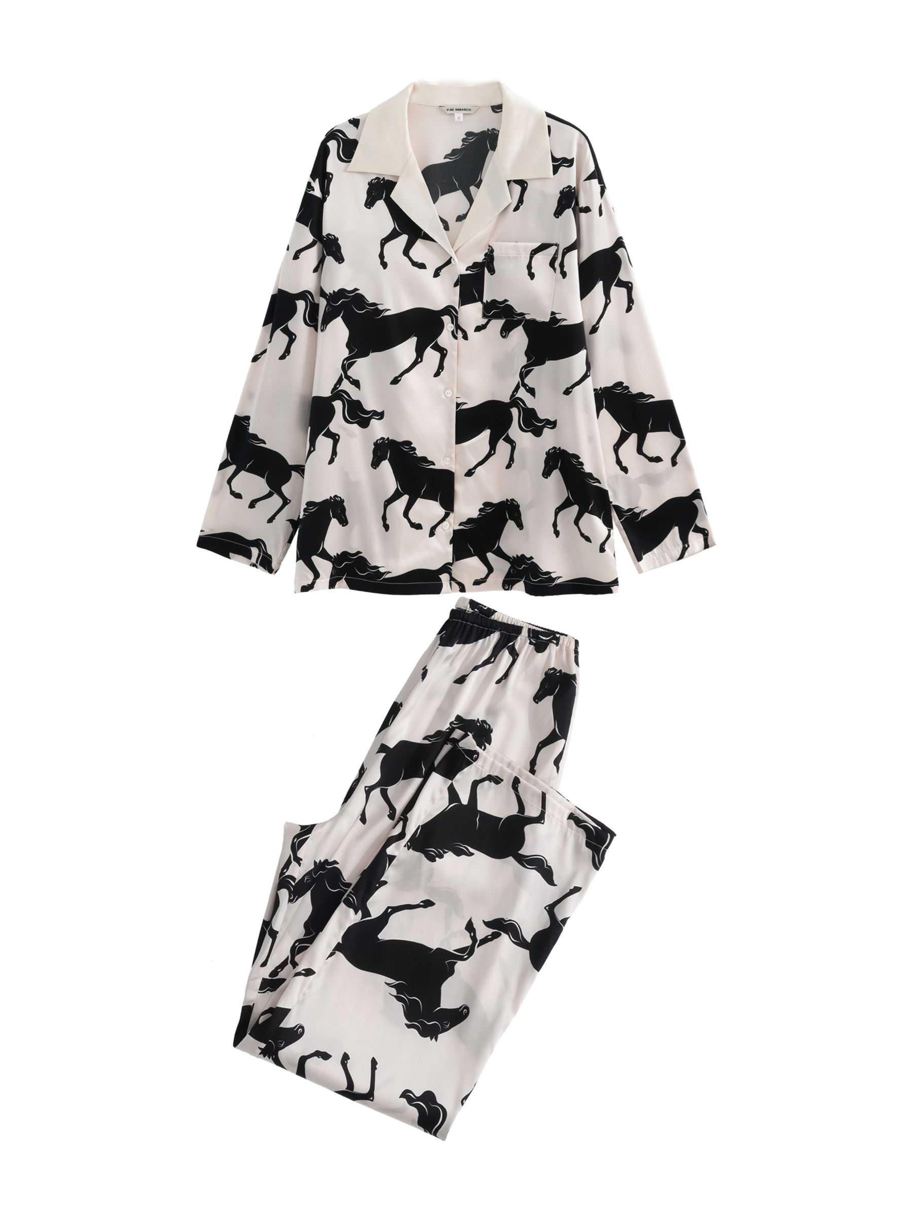 Men's｜MUMA Collection Horse Print Couple's Pajama Set（Black）