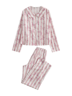 Butterfly & Blossom Collection Pink Butterfly Stripe Peter Pan Collar Set