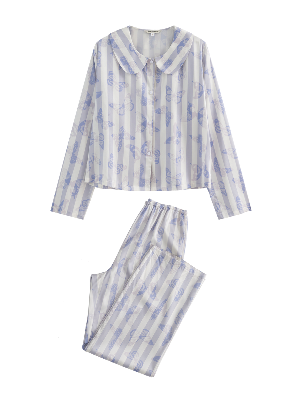 Butterfly & Blossom Collection Purple Butterfly Stripe Peter Pan Collar Set