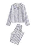 Butterfly & Blossom Collection Purple Butterfly Stripe Peter Pan Collar Set
