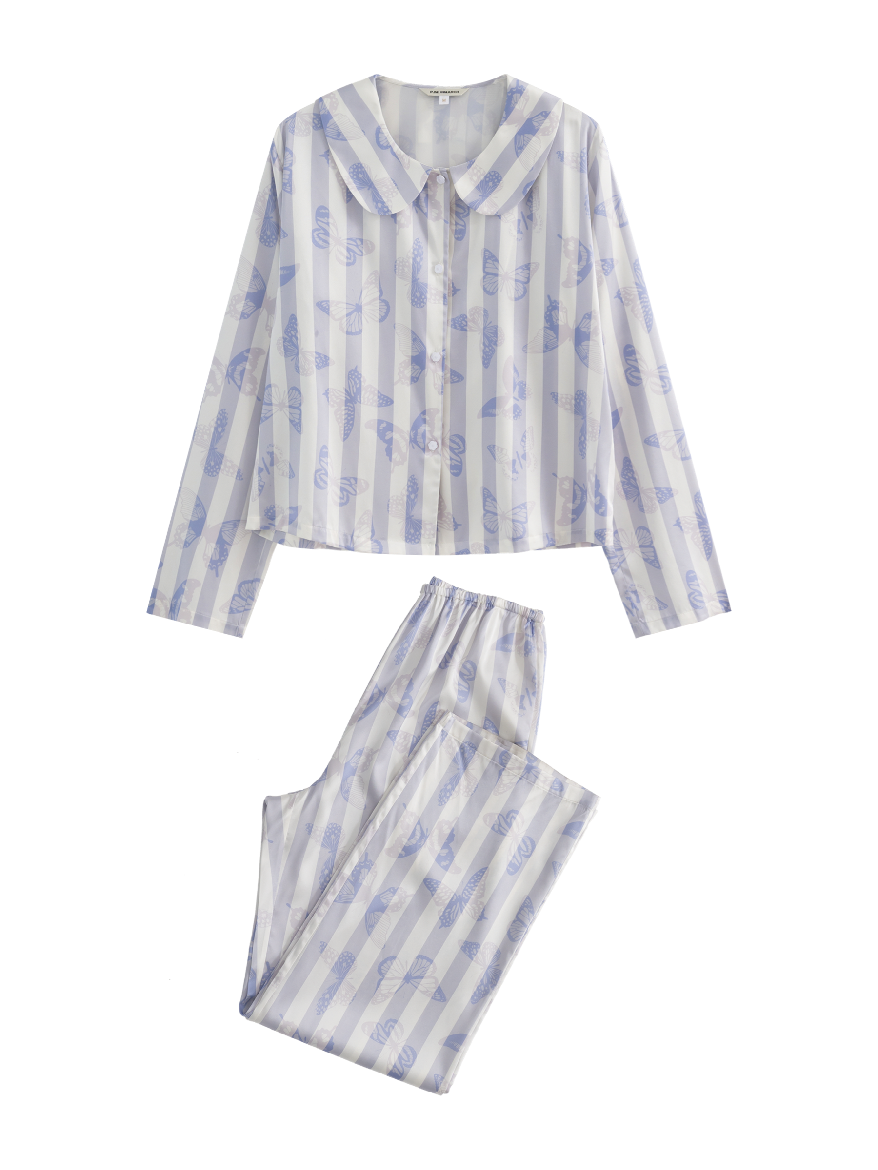 Butterfly & Blossom Collection Purple Butterfly Stripe Peter Pan Collar Set