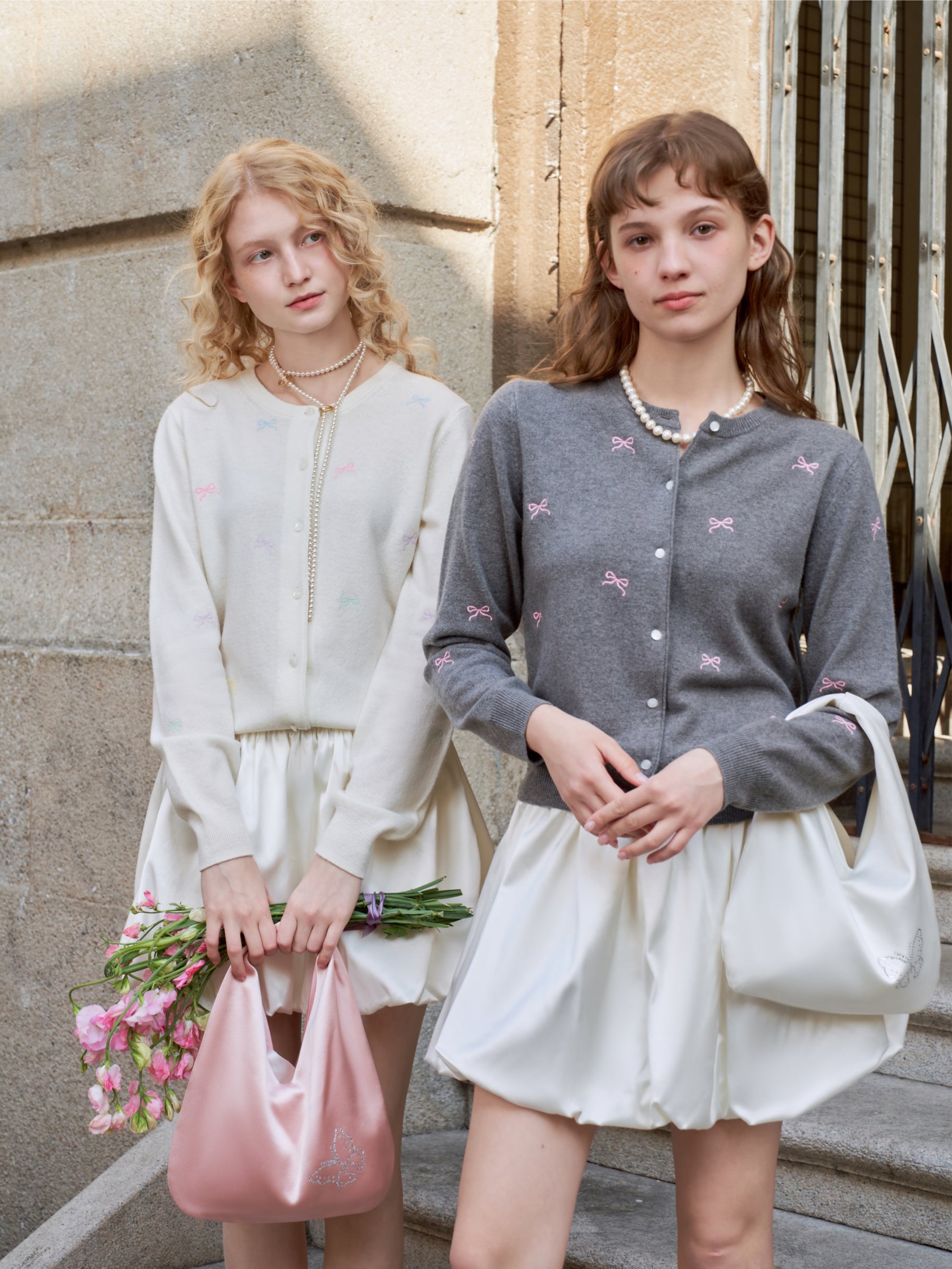 Butterfly & Blossom Collection Rhinestone Butterfly Satin Tote Bag-White